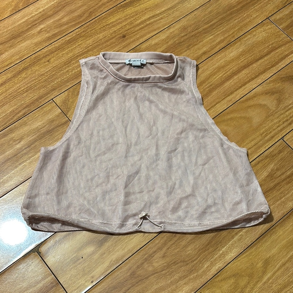 Forever 21 Cream Tan Sleeveless Crop Tank Top
